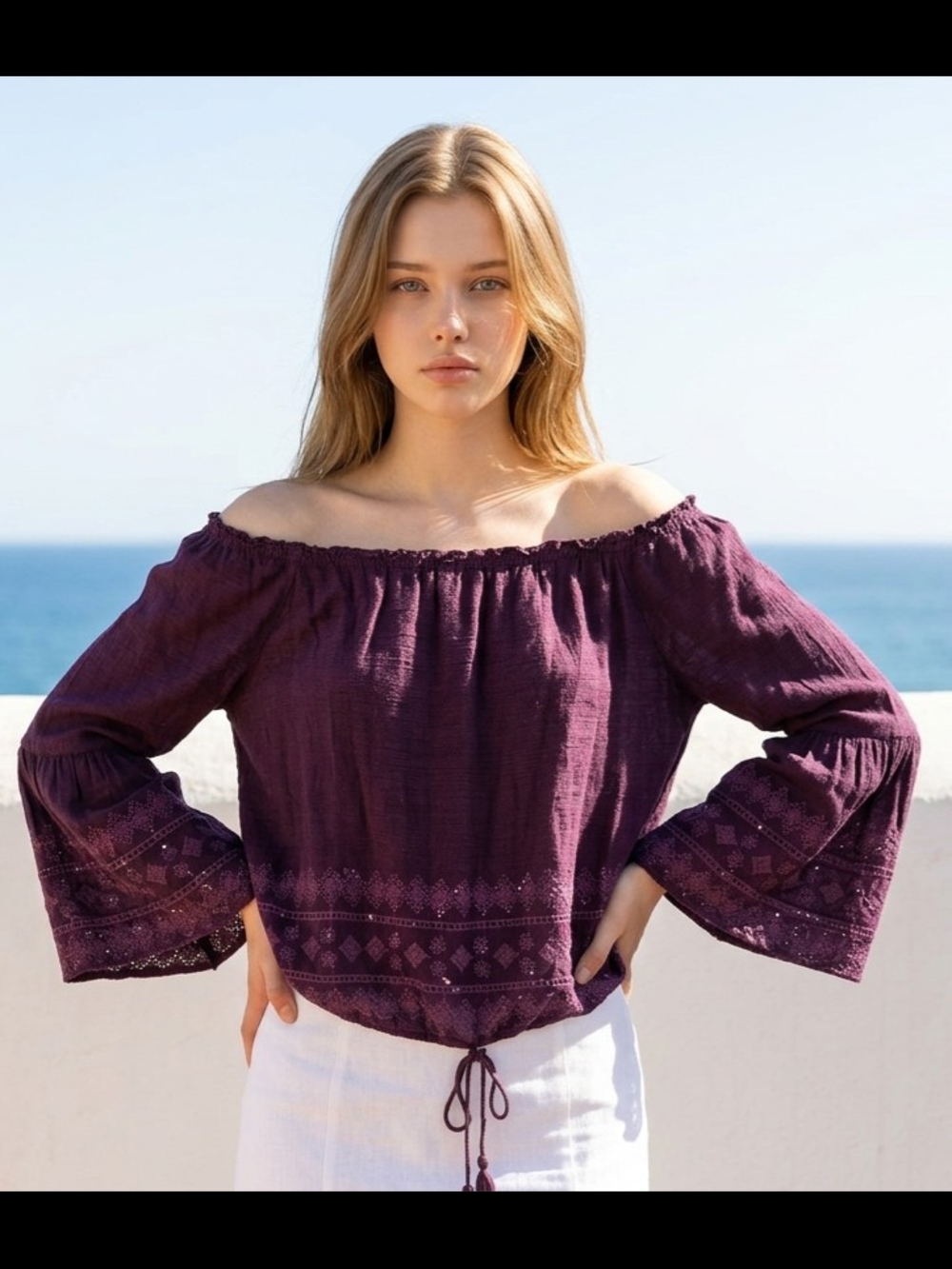 Altar'd State M Off-Shoulder Bell-Sleeve Boho Prairie Cottage Pioneer 100% Rayon - Picture 5 of 15